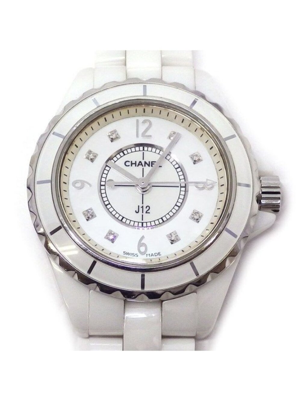Chanel Watch J12 H2570 8 Point Diamond Index White Shell Dial Ceramic